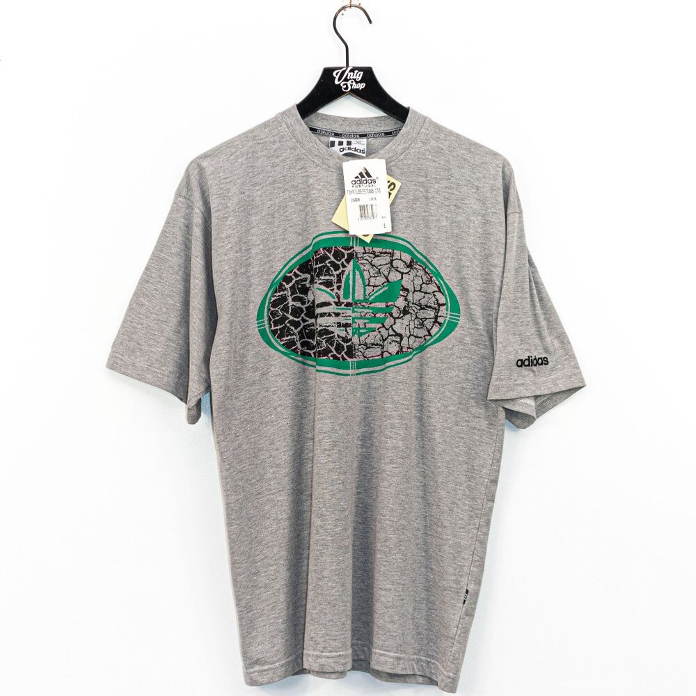 Adidas Trefoil Oval Pop Art Abstract Logo Made Portugal T-Shirt Large Mens VTG